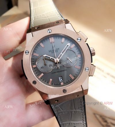 Replica Hublot Classic Fusion Chrono Watches Gray Dial Rose Gold